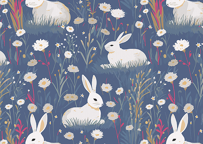 Bunny Meadows, Periwinkle - Motorised Roman Blind - Image 7